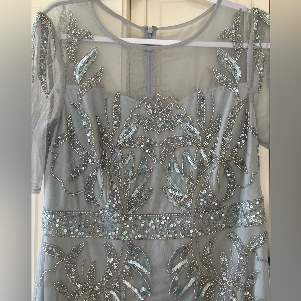 Adrianna Papell Frosted Sage Embellished Dress - Picture 5 of 8